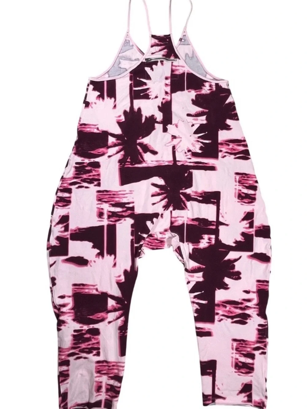 Free People Palm Print Tie-Dye Romper Hot Shot in Pink and Plum - new w tags
